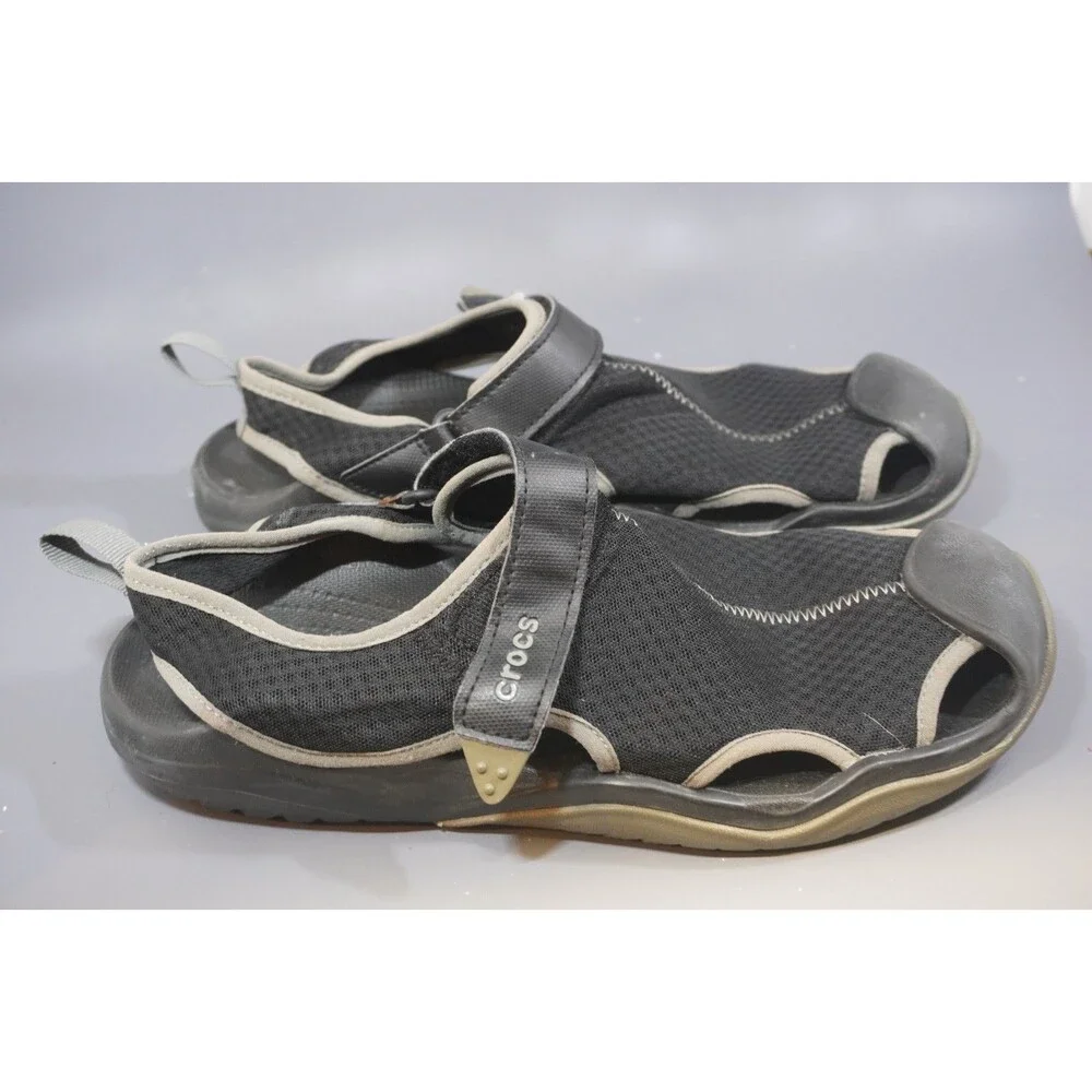 Crocs Swiftwater Mesh Sandals Shoes Mens 13 Black Closed Toe Comfort Outdoor